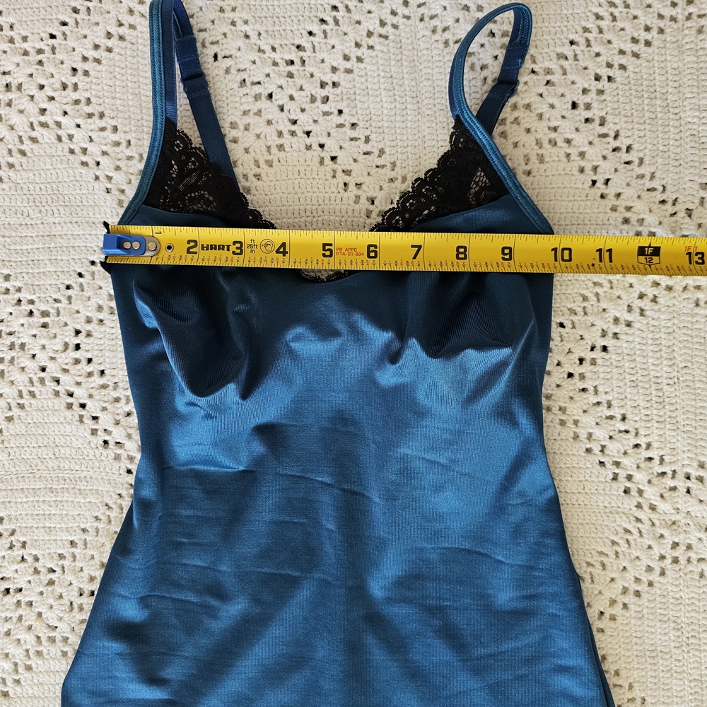 Ruby Ribbon Size 32 Teal Blue Lace Trim Camisole Tank Shaping Cami - Picture 10 of 13